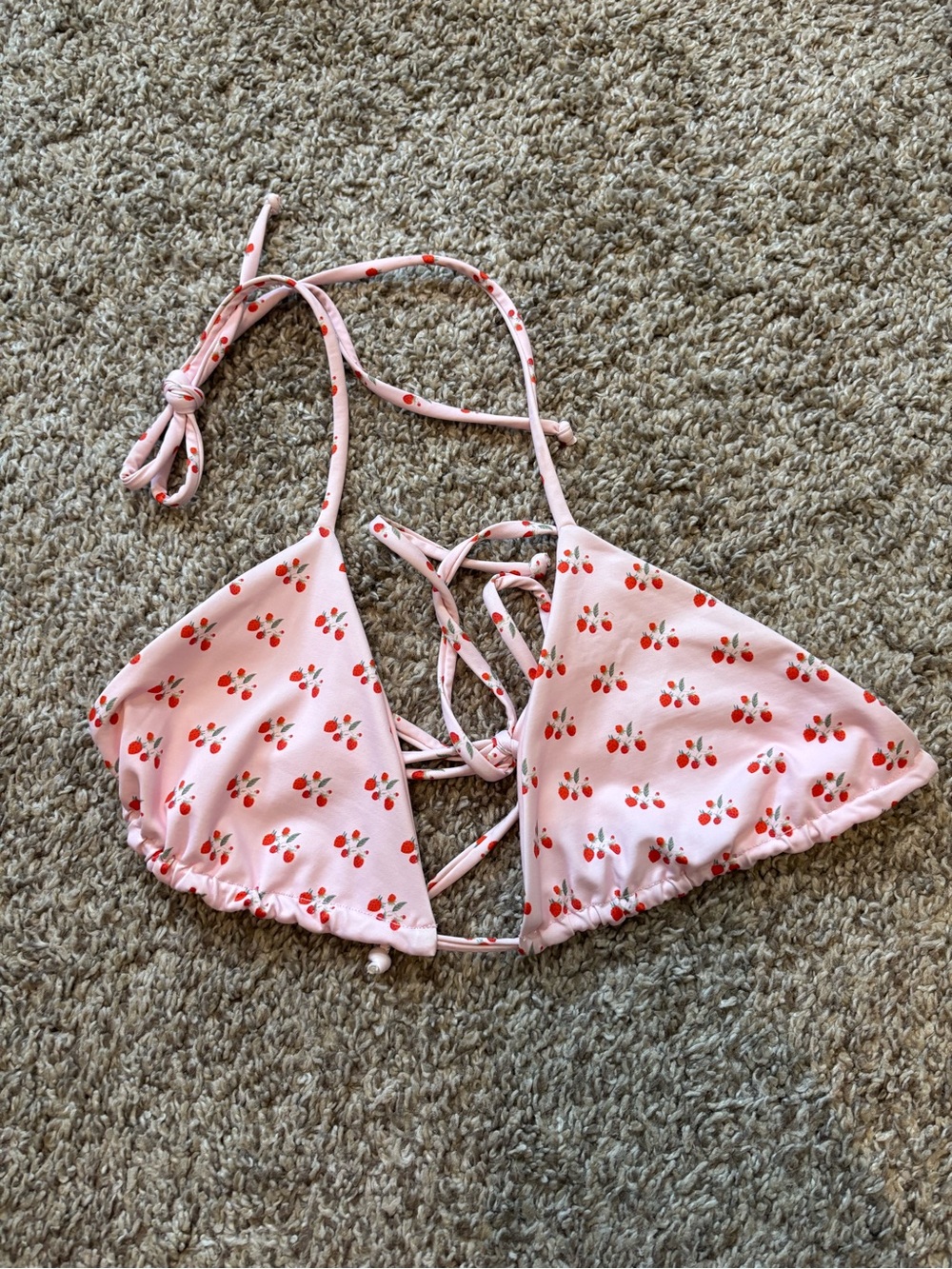 Frankie’s Bikinis Tia Baby Pink Strawberry Bikini Top